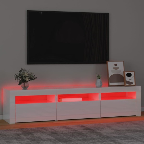 vidaXL Tv-bänk med LED-belysning vit högglans 180x35x40 cm Vit