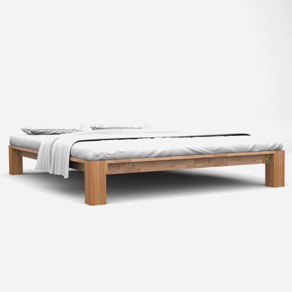 vidaXL Sängram massiv ek 160x200 cm Brun