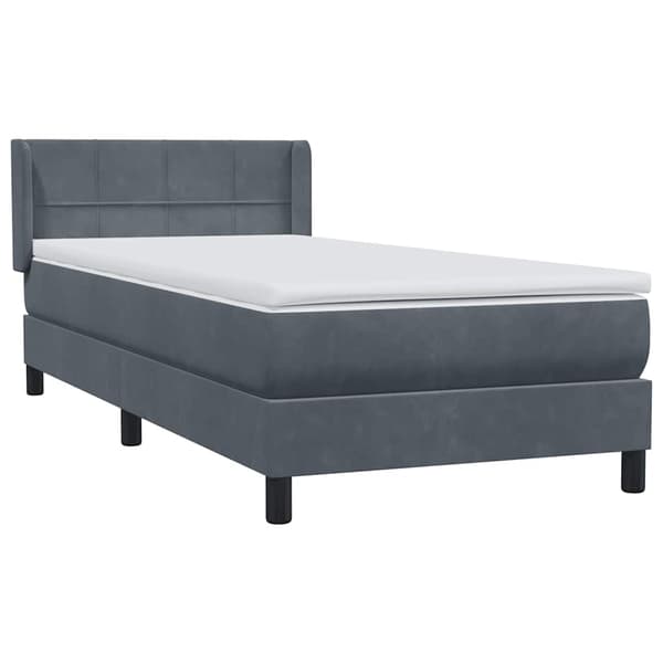 vidaXL Resårsäng med madrass mörkgrå 90x220 cm sammet Grå