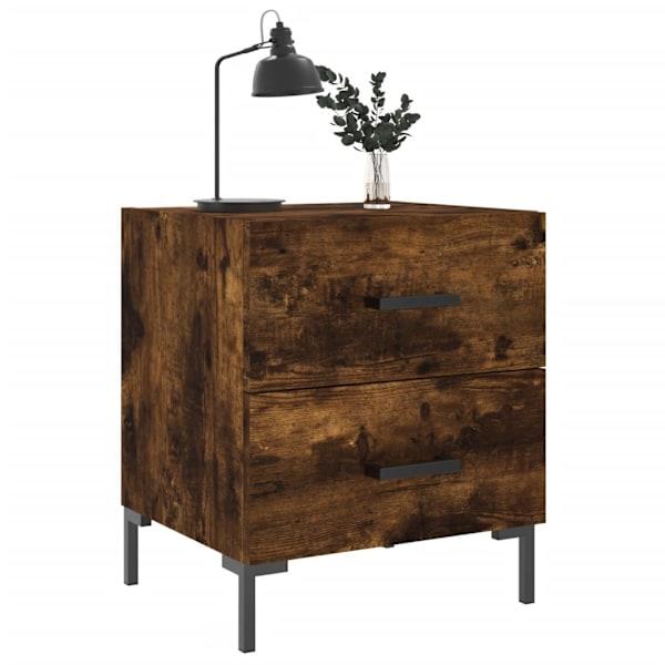 vidaXL Sängbord rökfärgad ek 40x35x47,5 cm konstruerat trä Brun