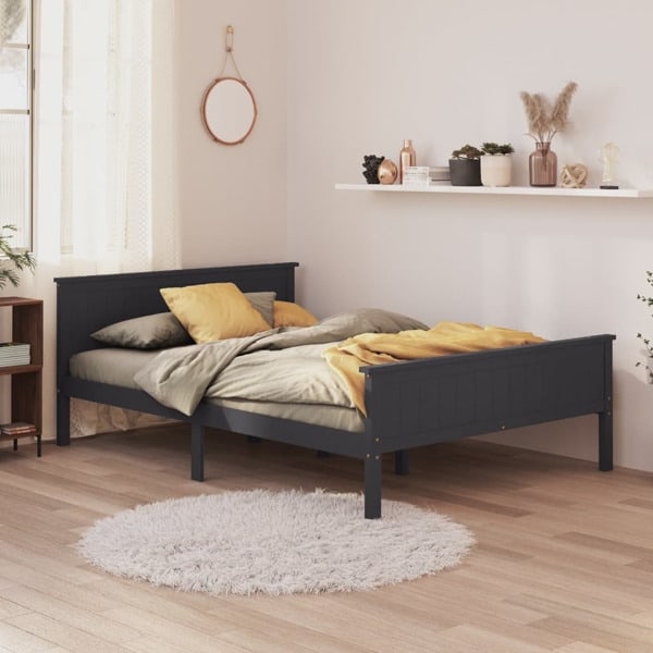 vidaXL Sängram grå massiv furu 120x200 cm Grå