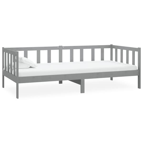 vidaXL Dagbädd med madrass 90x200 cm grå massiv furu grå