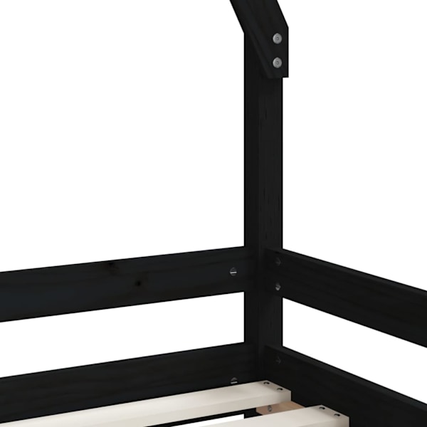 vidaXL Sängram för barnsäng svart 90x200 cm massiv furu Svart