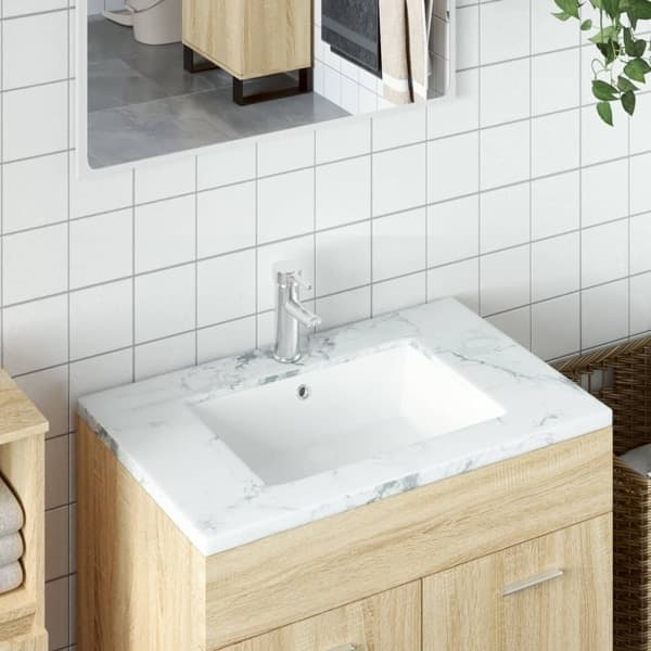vidaXL Handfat vit 55,5x40x18,5 cm rektangulär keramik Vit