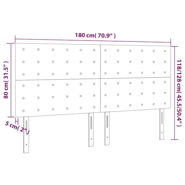 vidaXL Huvudgavlar 4 st rosa 90x5x78/88 cm sammet Rosa