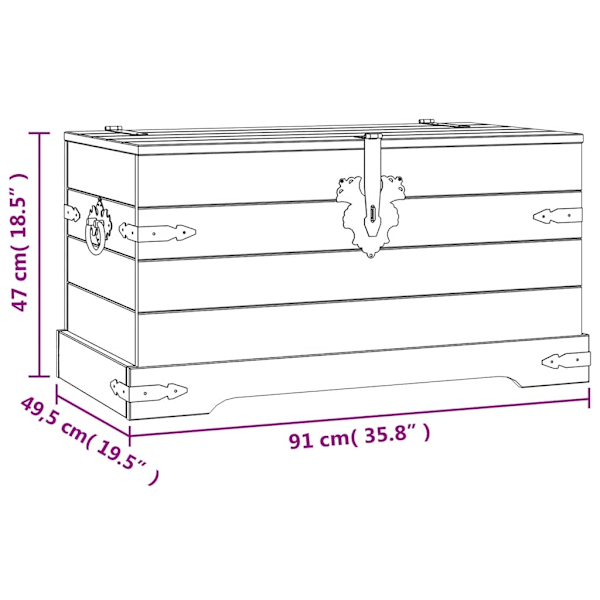 vidaXL Förvaringskista mexikansk Coronastil furu 91x49,5x47 cm Brun
