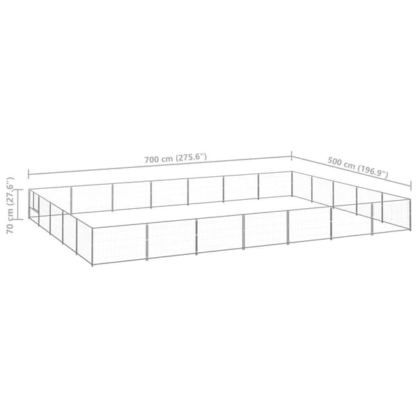 vidaXL Hundgård silver 35 m² stål Silver