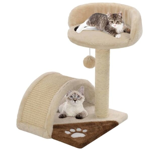 vidaXL Katt klösträd med sisalpelare 40 cm beige och brun Beige
