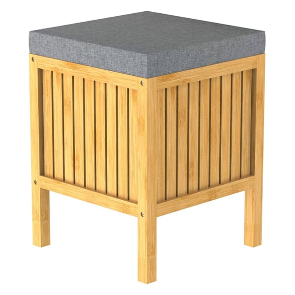 EISL 2-i-1 Tvättkorg med sittdyna bambu 39x39x52,5 cm Brun