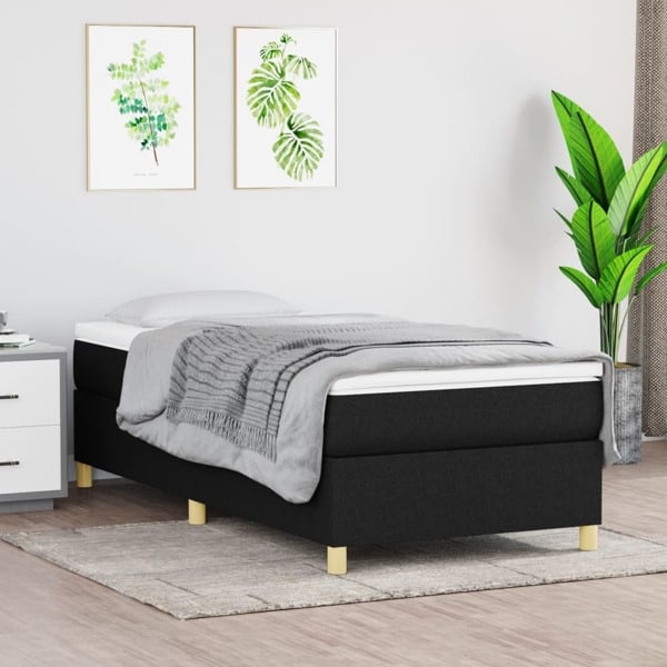 vidaXL Sängram utan madrass svart 90x190 cm tyg Svart