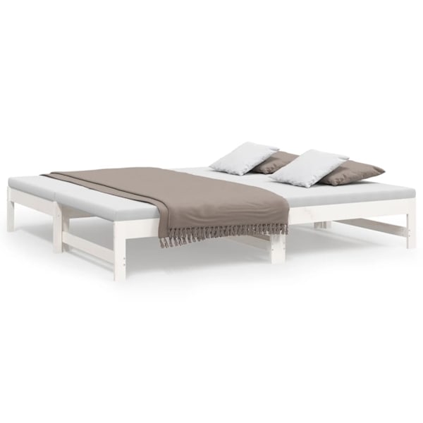vidaXL Utdragbar dagbädd vit 2x(75x190) cm massiv furu Vit