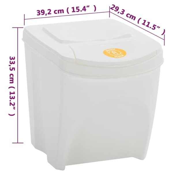 vidaXL Stapelbara soptunnor 4 st vit 100 L polypropen Vit