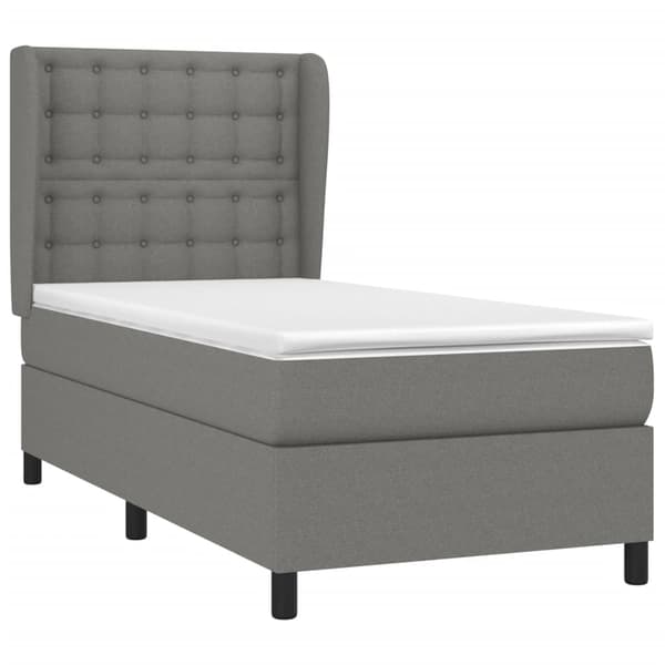 vidaXL Ramsäng med madrass mörkgrå 90x200 cm tyg Grå