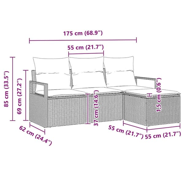 vidaXL Soffset 4 st Beige konstrotting Beige