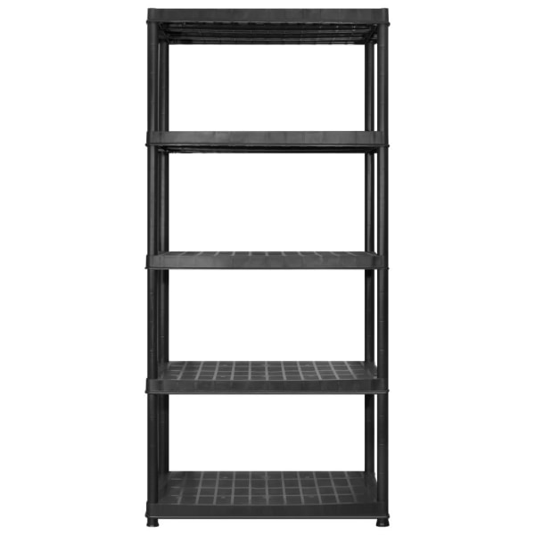 vidaXL Förvaringshylla 5 hyllor svart 366x45,7x185 cm plast Svart