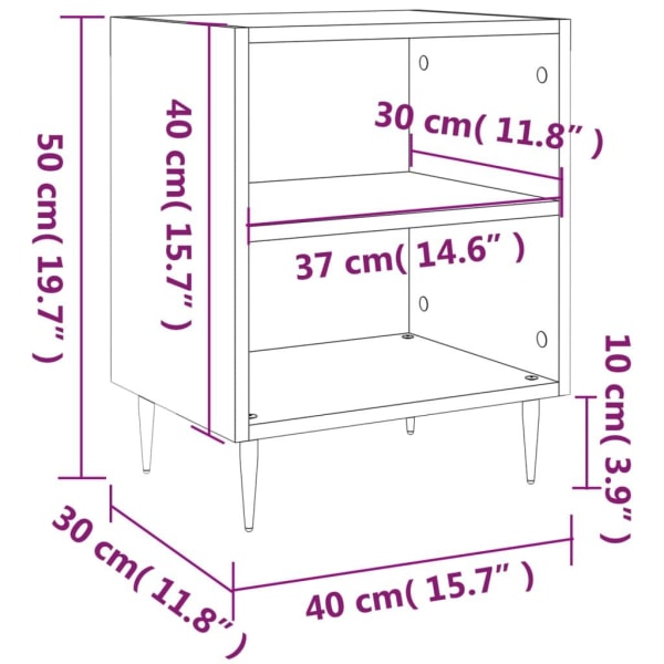 vidaXL Sängbord 2 st vit 40x30x50 cm konstruerat trä Vit
