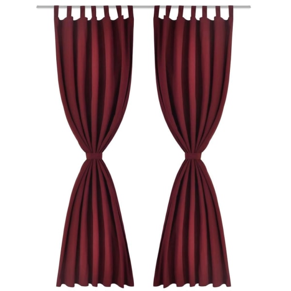vidaXL 2-pack gardiner med öglor i vinröd microsatin 140 x 225 c Röd