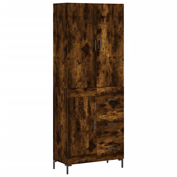 vidaXL Högskåp rökfärgad ek 69,5x34x180 cm konstruerat trä Brun