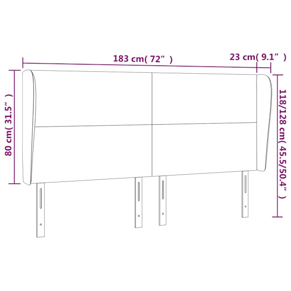 vidaXL Sänggavel med kanter mörkgrön 183x23x118/128 cm sammet Grön