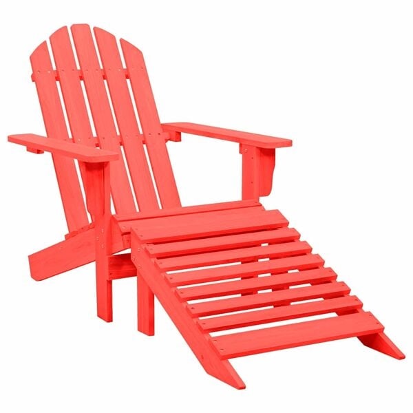 vidaXL Adirondackstol med fotpall massivt granträ röd Röd