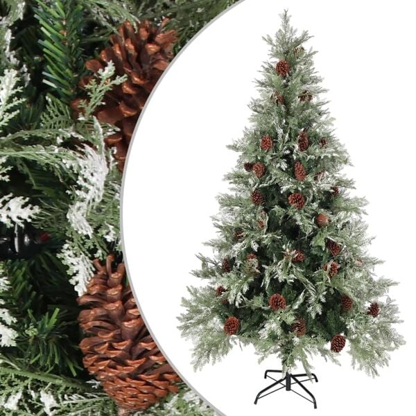 vidaXL Plastgran och kottar grön och vit 195 cm PVC&PE Grön
