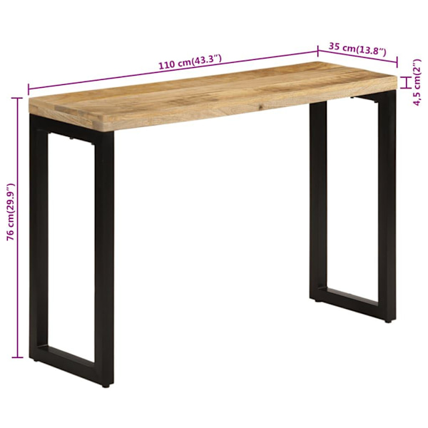 vidaXL Avlastningsbord 110x35x76 cm massivt grovt mangoträ Brun