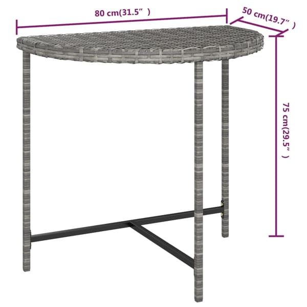 vidaXL Trädgårdsbord grå 80x50x75 cm konstrotting grå