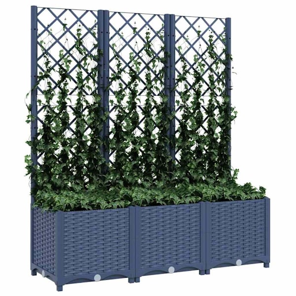 vidaXL Odlingslåda med spaljé blågrå 120x40x136 cm PP grå