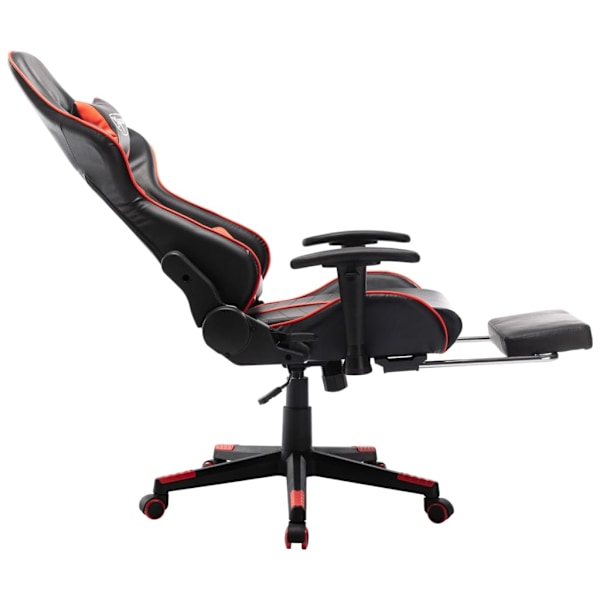 vidaXL Gamingstol med fotstöd svart och röd konstläder multifärg