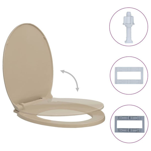 vidaXL Toalettsits mjuk stängning beige oval Beige