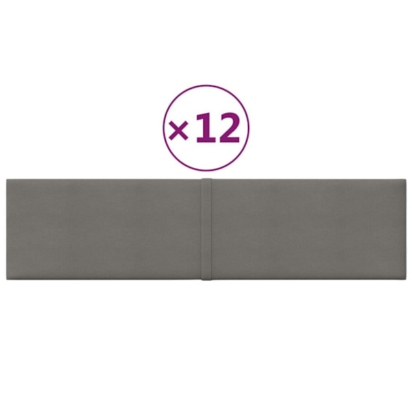 vidaXL Väggpaneler 12 st ljusgrå 60x15 cm tyg 1,08 m² Grå