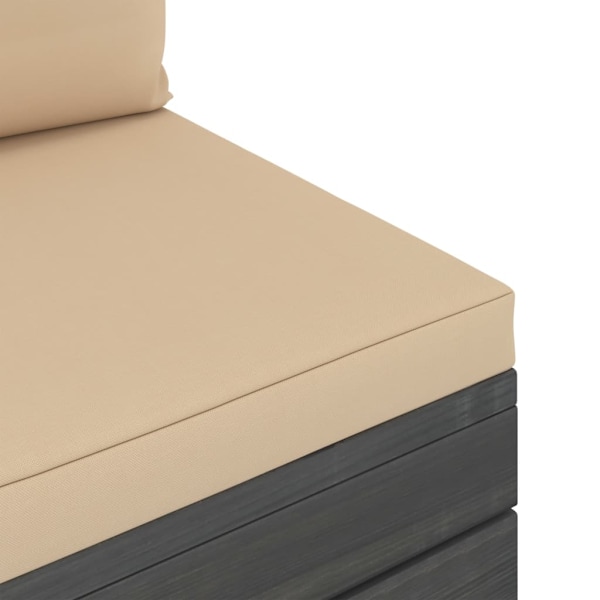 vidaXL Pallsoffgrupp med dynor 2 delar massiv furu Beige