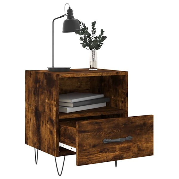 vidaXL Sängbord 2 st rökfärgad ek 40x35x47,5 cm konstruerat trä Brun