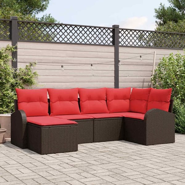 vidaXL Trädgårdsoffset 6 st Brun [Syntetisk]: Poly Rattan Brun