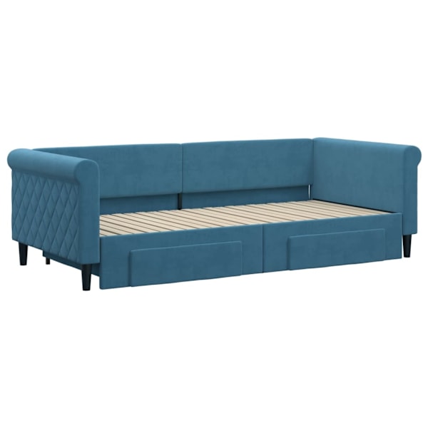 vidaXL Dagbädd utdragbar med lådor blå 90x200 cm sammet Blå
