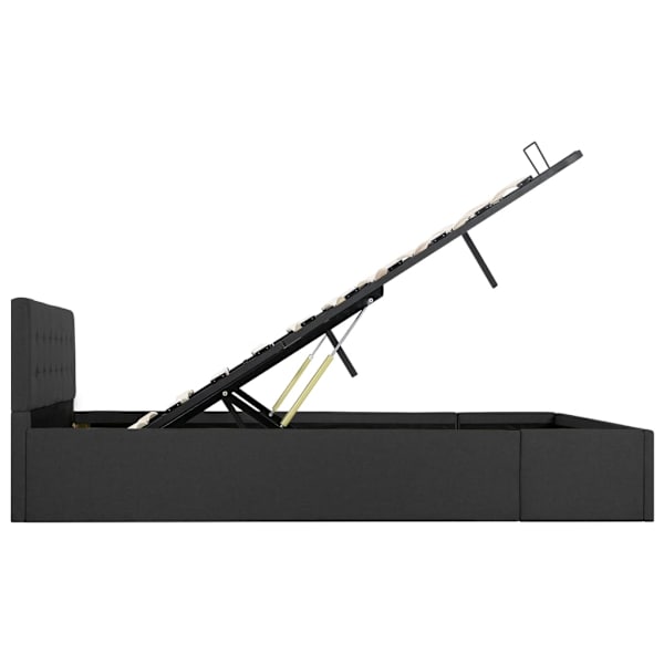 vidaXL Sängram med hydraulisk förvaring mörkgrå tyg 140x200 cm grå