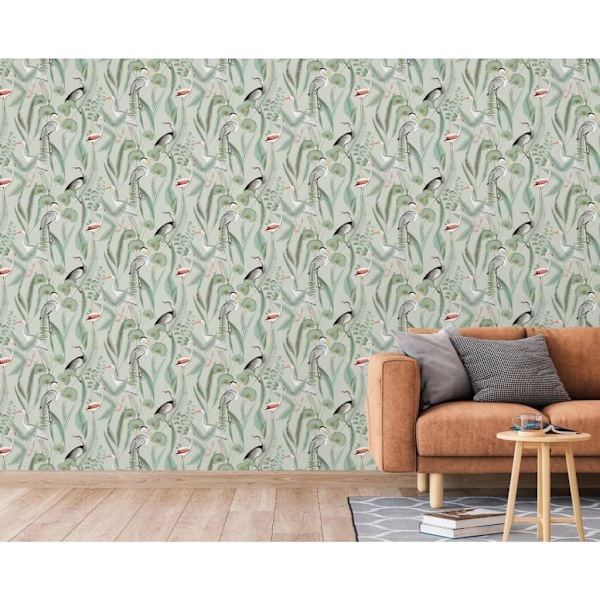 DUTCH WALLCOVERINGS Tapet Flamingo mintgrön Grön