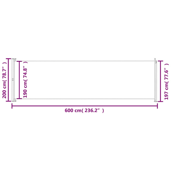 vidaXL Infällbar sidomarkis 200x600 cm blå Blå