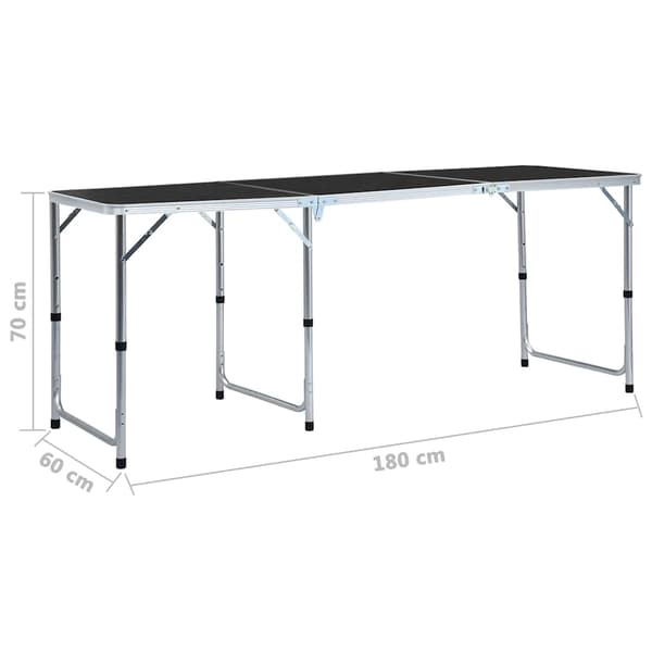 vidaXL Hopfällbart campingbord grå aluminium 180x60 cm grå