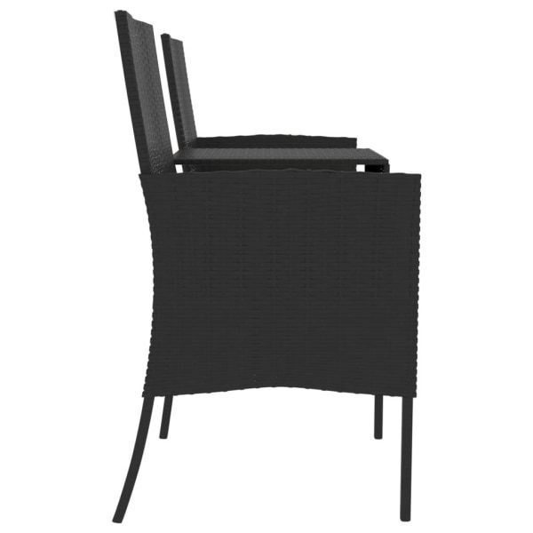 vidaXL Trädgårdssoffa 2-sits med bord konstrotting svart Svart