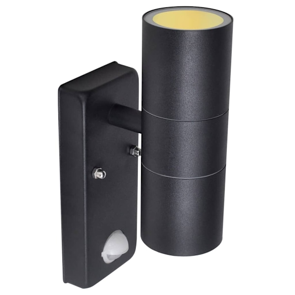 vidaXL Vägglampa LED cylinderformad med sensor GU10 rostfritt stål svart Svart