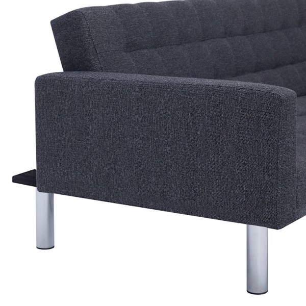 vidaXL L-formad bäddsoffa mörkgrå polyester grå