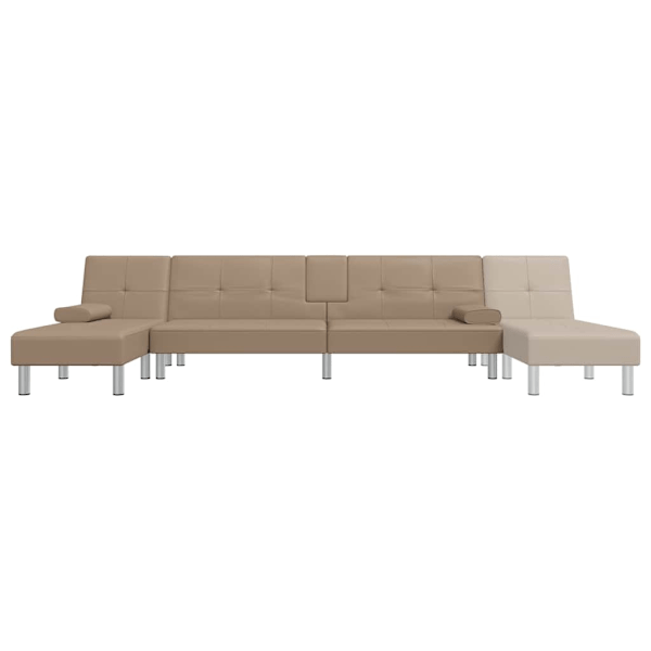 vidaXL L-formad bäddsoffa cappuccino 255x140x70 cm konstläder Brun