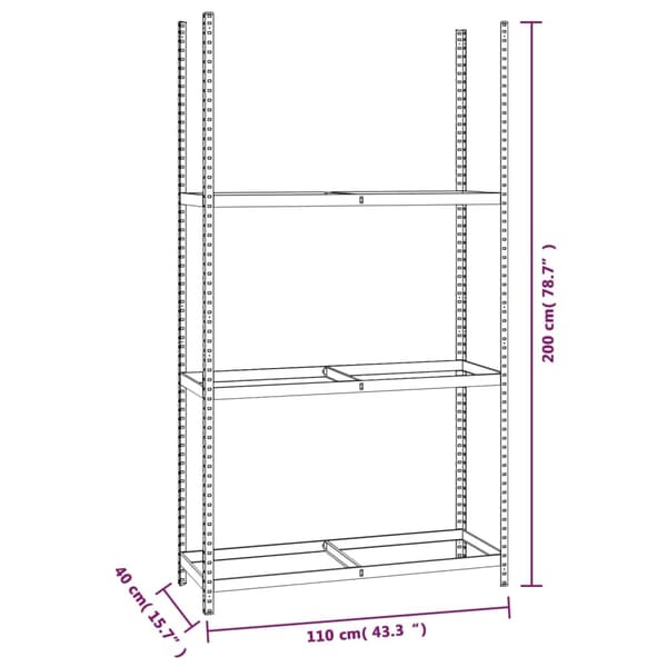 vidaXL Däckställ 3 hyllplan silver 2 st 110x40x200 cm stål Silver