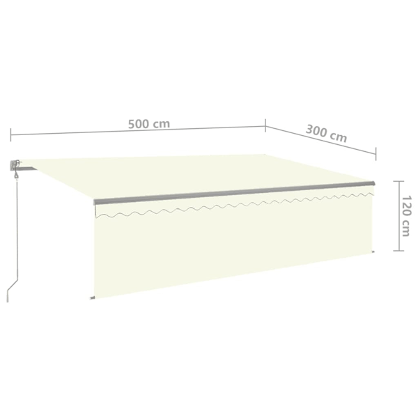 vidaXL Automatiserad markis med rullgardin 5x3m gräddvit Creme