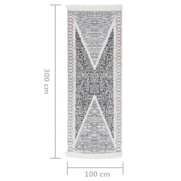 vidaXL Matta svart och grå 100x300 cm bomull grå