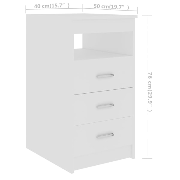 vidaXL Byrå vit 40x50x76 cm konstruerat trä Vit