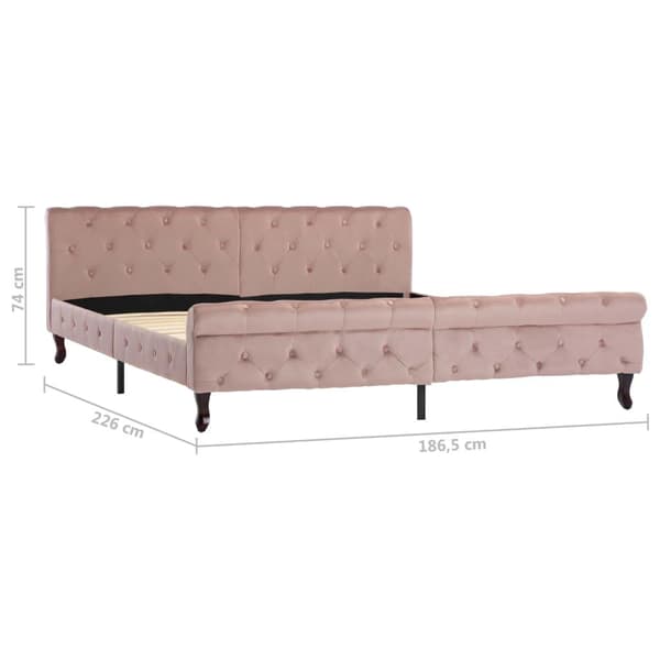 vidaXL Sängram rosa sammet 180x200 cm Rosa