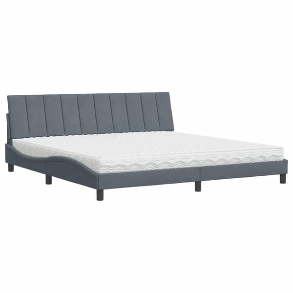 vidaXL Säng med madrass mörkgrå 200x200 cm sammet Grå