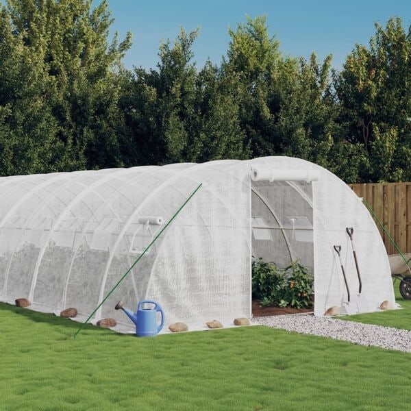 vidaXL Växthus med stålram vit 64 m² 16x4x2 m Vit